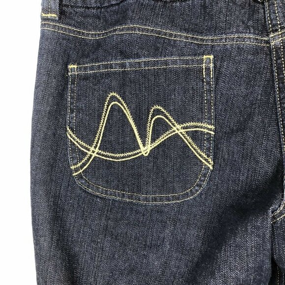 New York and Company Dark Wash Wide Leg Bootcut Jeans Size 10 Measure 33" x 31" - Picture 6 of 10